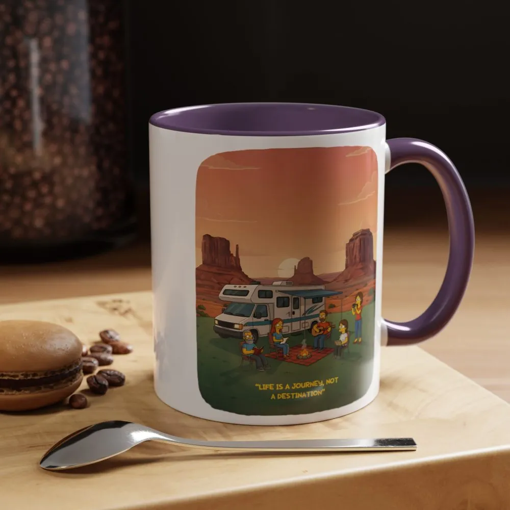 Accent Coffee Mug (11, 15oz) — "Life Is A Journey-Not A Destination" Design Sitcom-Line
