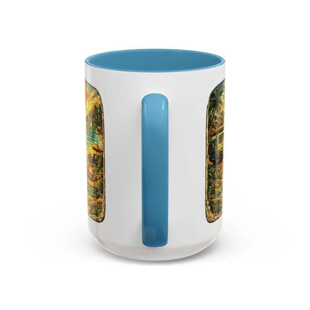 Accent Coffee Mug (11, 15oz) — "Time To Roam Free" Design Cubic-Line
