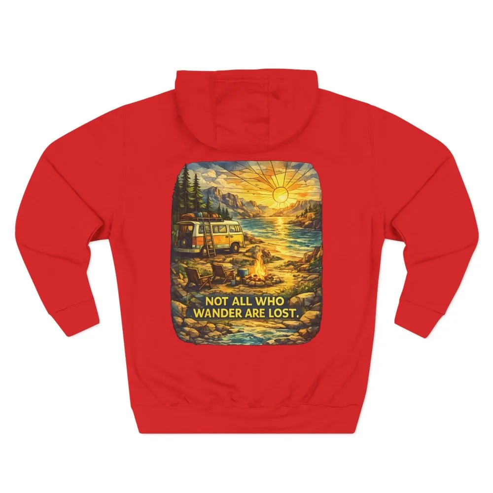 6322387210756431651_2048.jpeg Three-Panel Fleece Hoodie - "Not All Who Wander Are Lost" Design Cubic-Line