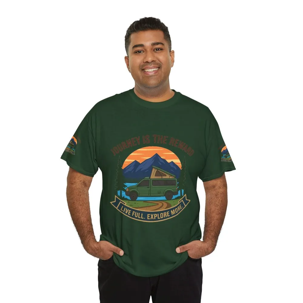 6323048241500472287_2048.jpeg Unisex Heavy Cotton Tee — "Journey Is The Reward Tee" Adventure Camper Van Graphic T-Shirt