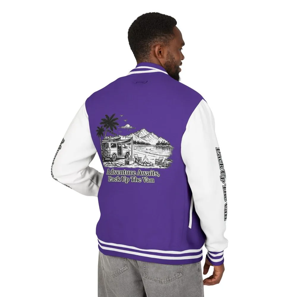 6330866141662236780_2048.jpeg Unisex Heavyweight Letterman Jacket — "Adventure Awaits,Pack Up The Van" Travel Varsity Coat