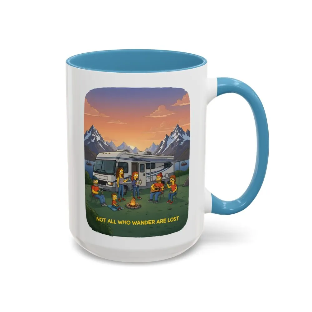 Accent Coffee Mug (11, 15oz) — "Not All Who Wander Are Lost" Design Sitcom-Line