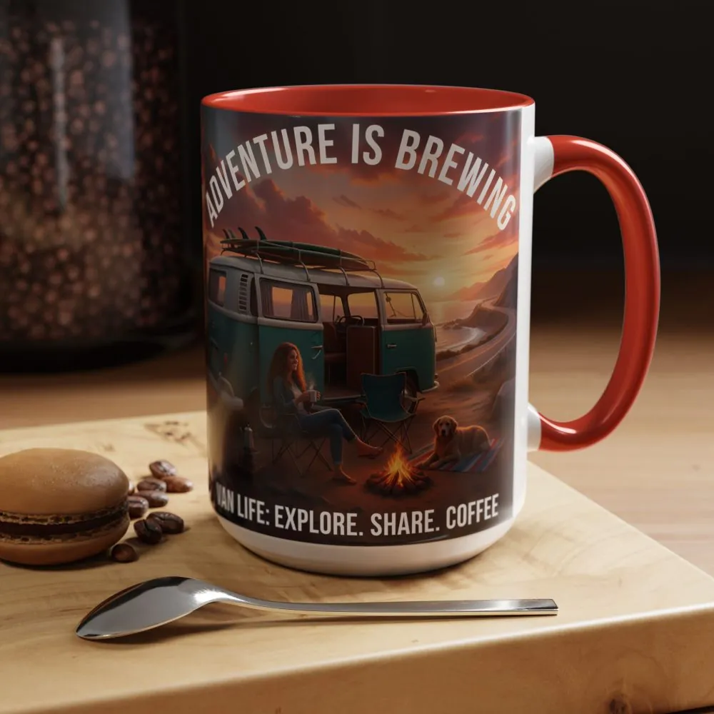 6346444256402736392_2048.jpeg Accent Coffee Mug (11, 15oz) — "Adventure is brewing"