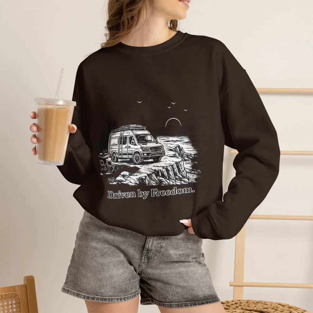 635483119995838040_2048.jpeg Unisex Heavy Blend™ Crewneck Sweatshirt — "Driven By Freedom" Design Minimal-Line