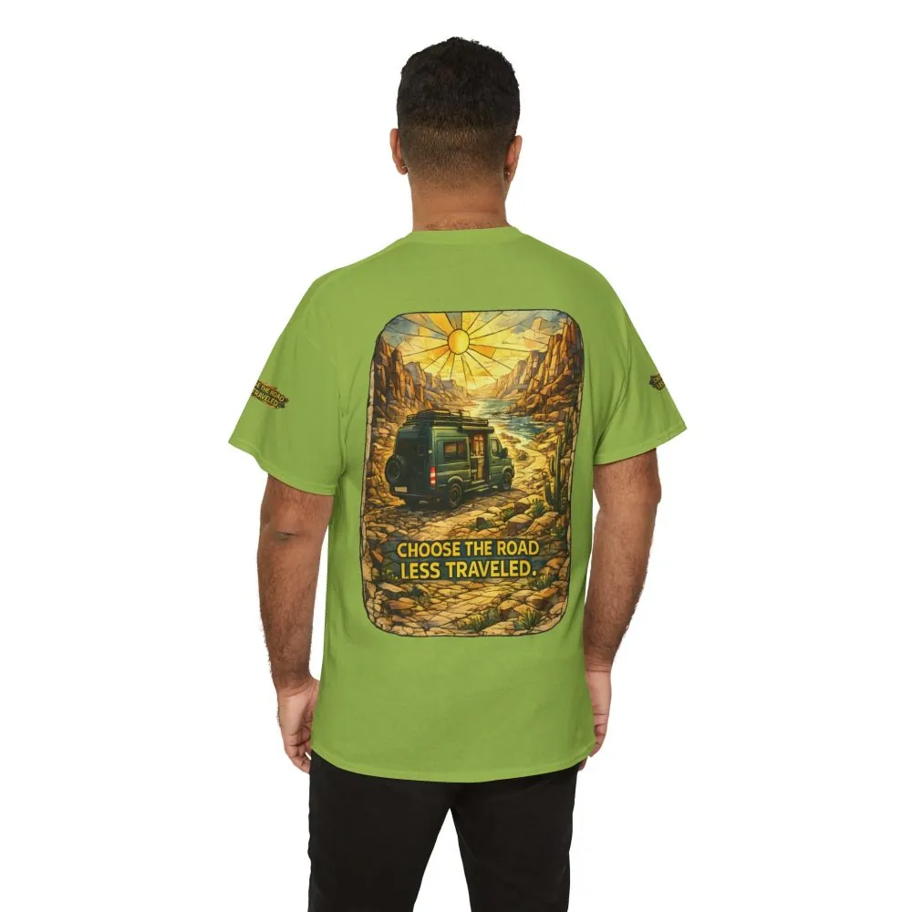 63552400125709216_2048.jpeg Unisex Heavy Cotton Tee — "Choose The Road Less Traveled" Design Cubic-Line