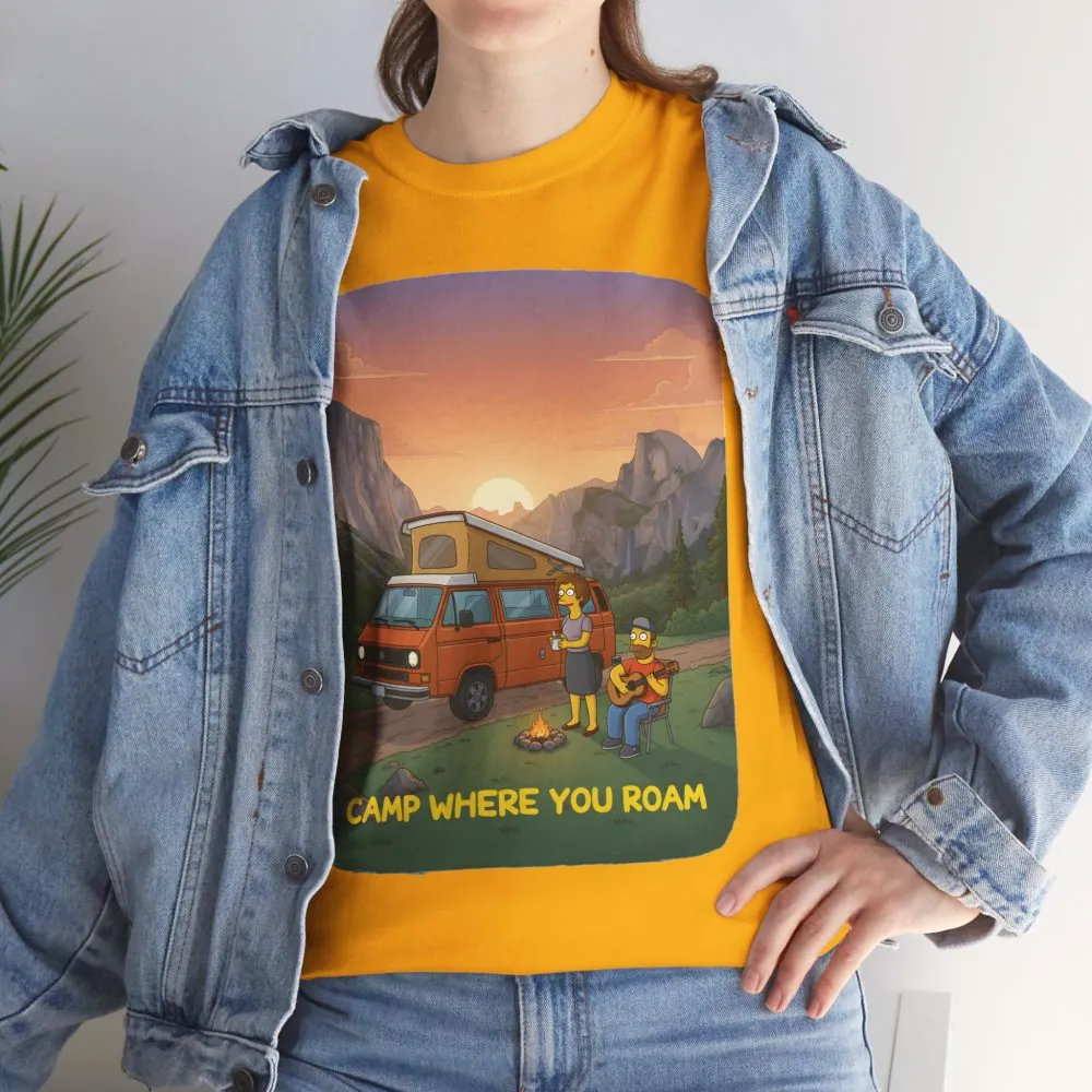 Unisex Heavy Cotton Tee — "Camp Where You Roam" Design Sitcom-Line