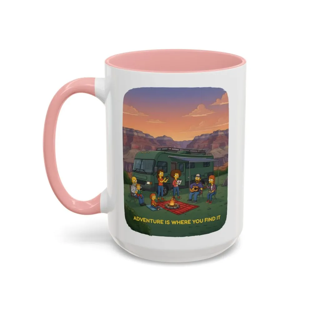 Accent Coffee Mug (11, 15oz) — "Adventure Is Where You Find It" Design Sitcom-Line