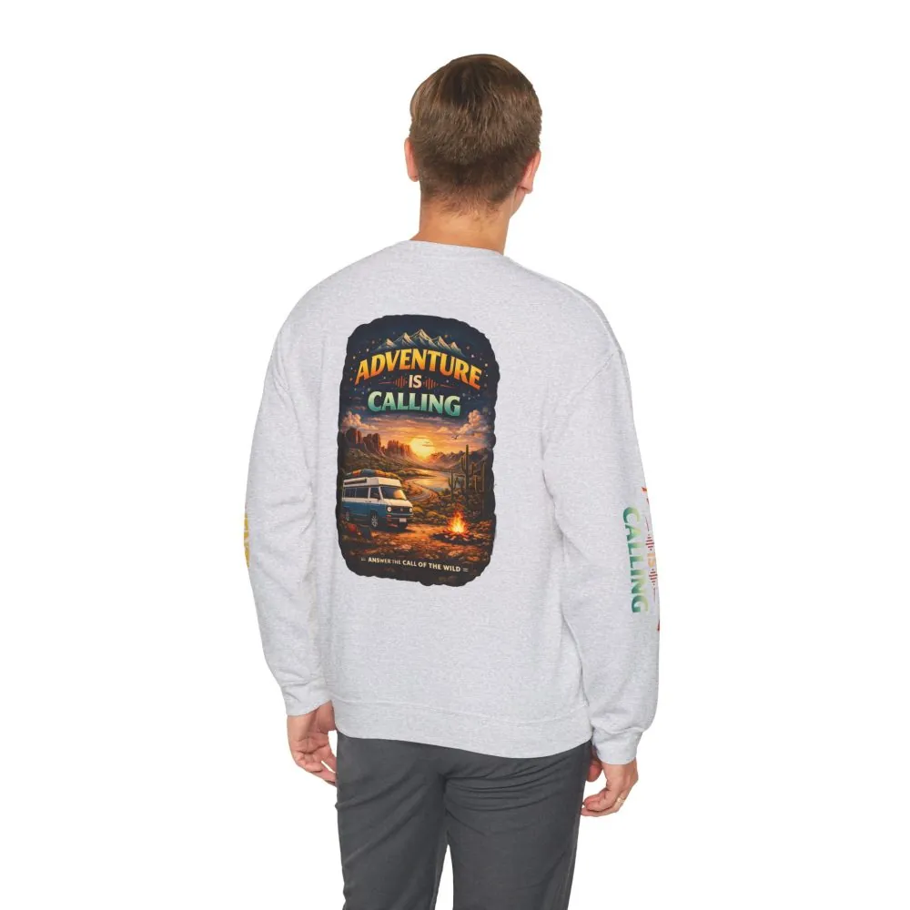 6372210416194293015_2048.jpeg Unisex Heavy Blend™ Crewneck Sweatshirt — "Adventure Is Calling" Design Scenic-Line