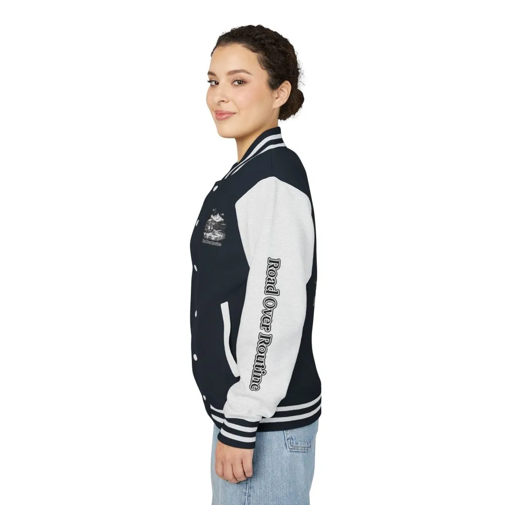 6392842054117178844_2048.jpeg Unisex Heavyweight Letterman Jacket — "Road Over Routine" Travel Varsity Coat