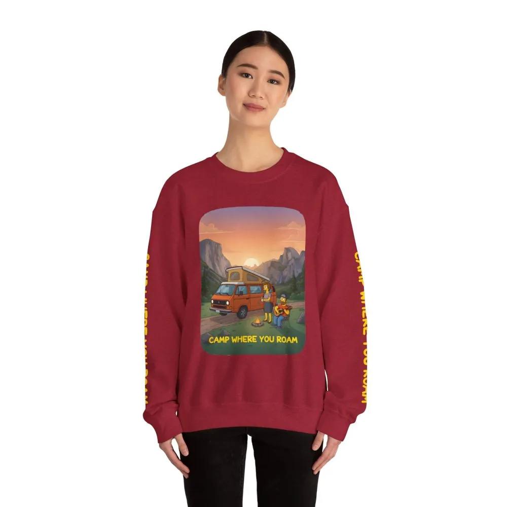 6394832373751310906_2048.jpeg Unisex Heavy Blend™ Crewneck Sweatshirt — "Camp Where You Roam" Design Sitcom-Line
