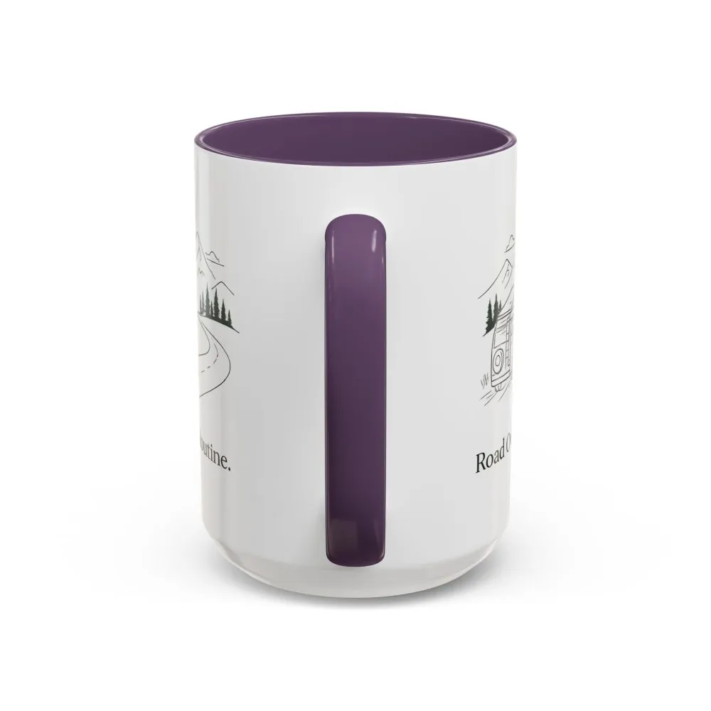 Accent Coffee Mug (11, 15oz) — "Road Over Routine" Design Minimal-Line