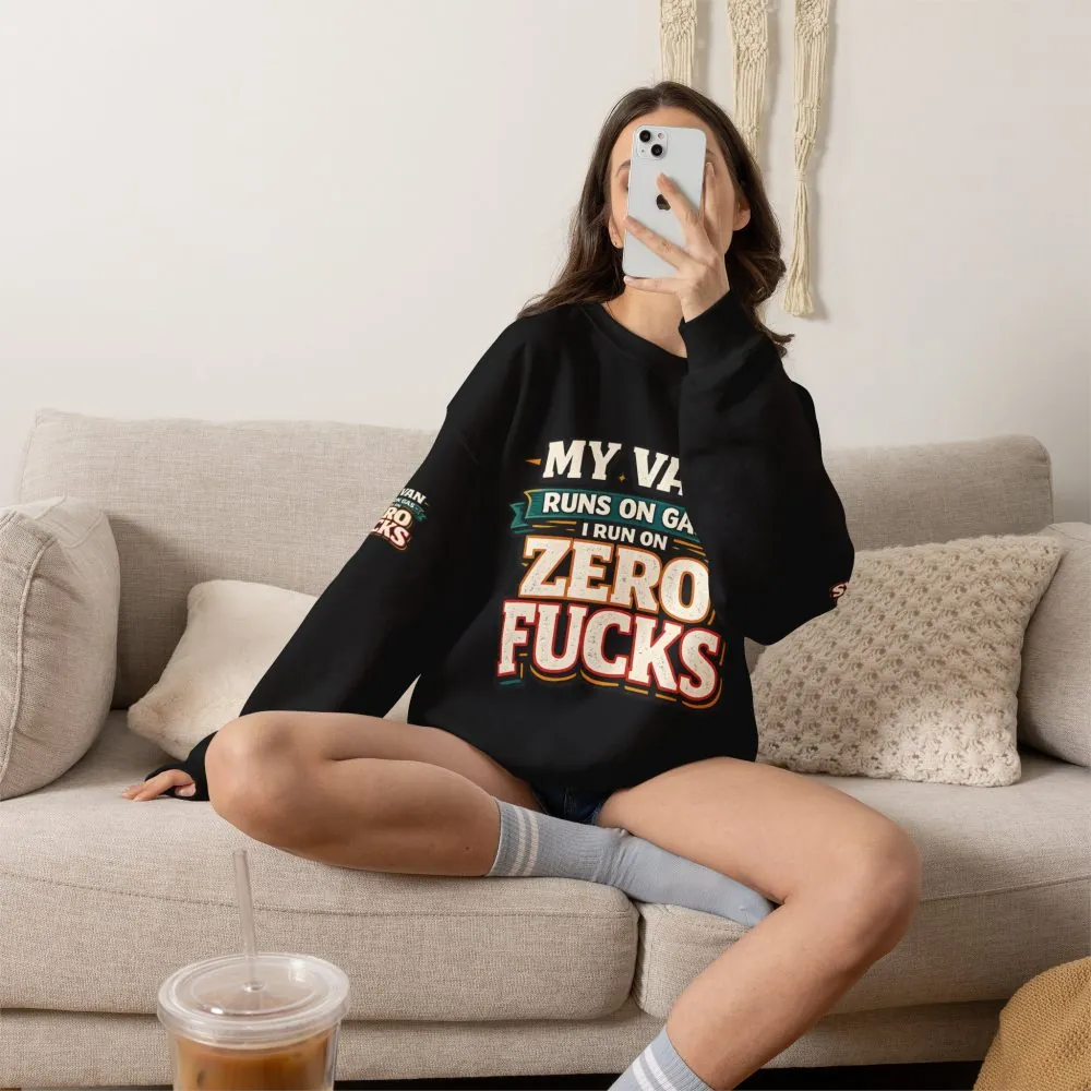 Unisex Heavy Blend™ Crewneck Sweatshirt — "My Van Runs On Gas" Design F**K-Line