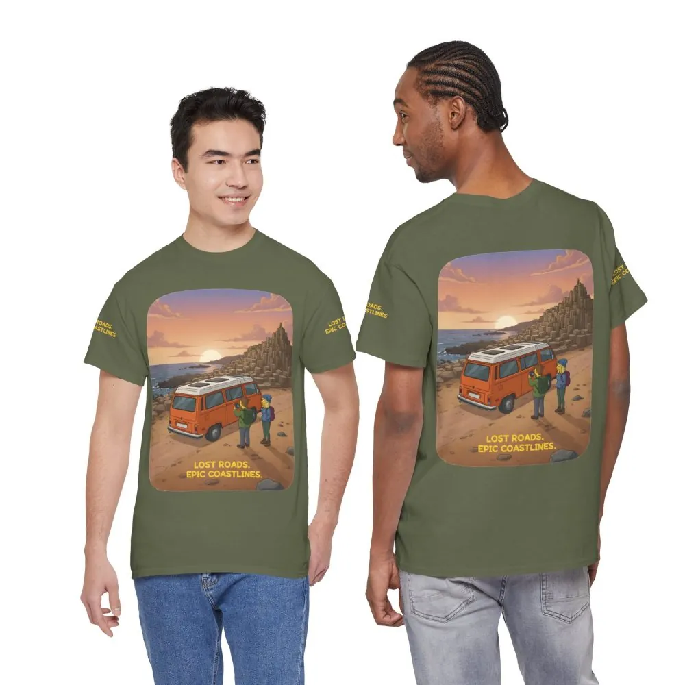 6446442016338426815_2048.jpeg Unisex Heavy Cotton Tee — "Lost Roads Epic Coastlines" Design Sitcom-Line