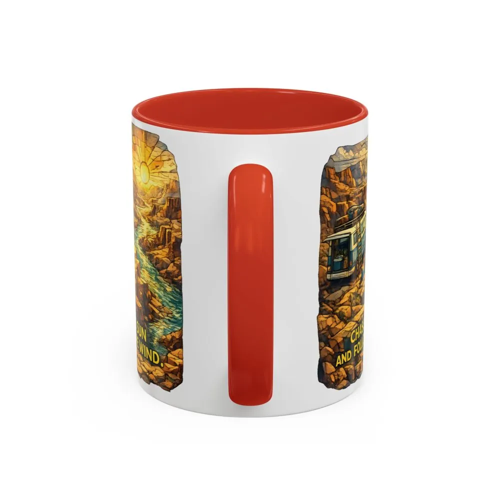6458675298235533761_2048.jpeg Accent Coffee Mug (11, 15oz) — "Chase The Sun And Follow The Wind" Design Cubic-Line