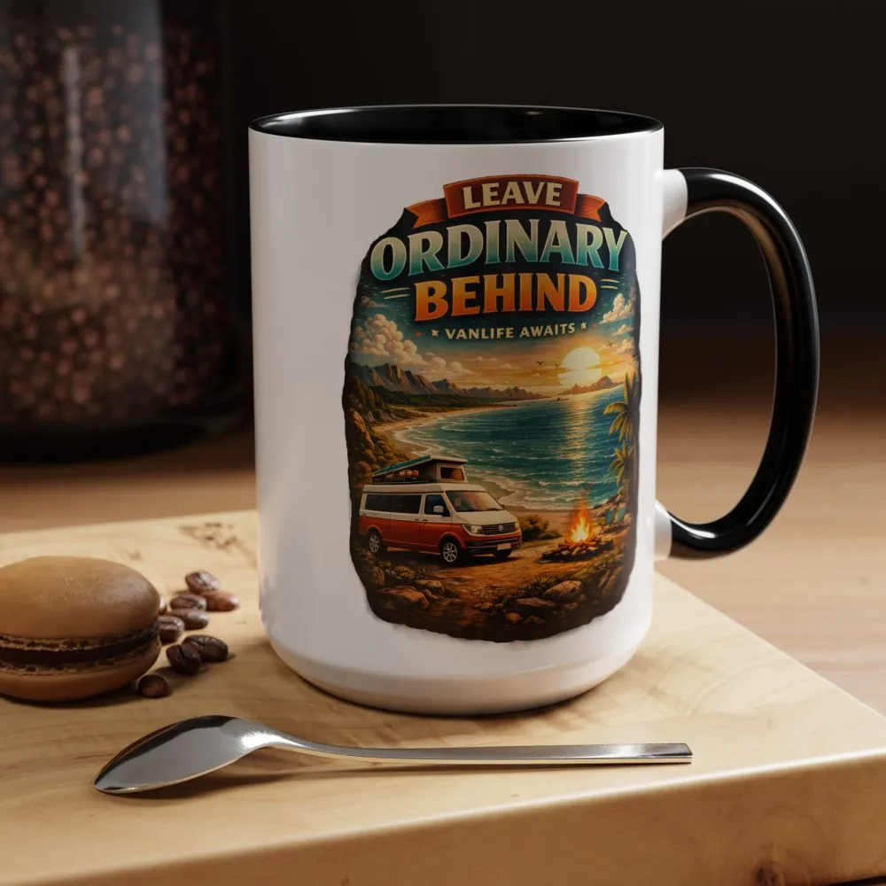 Accent Coffee Mug (11, 15oz) — "Leave Ordinary Behind" Design Scenic-Line