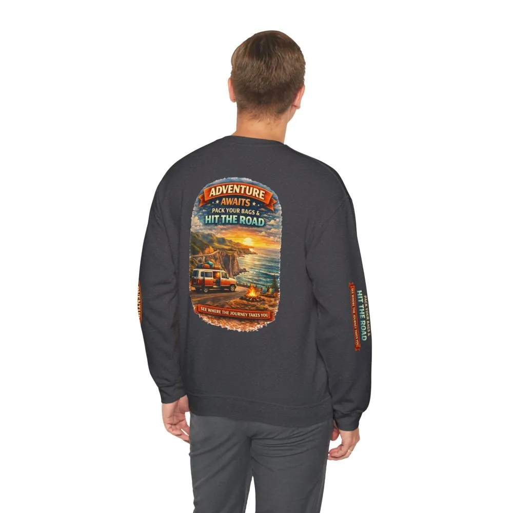 6495451564628621237_2048.jpeg Unisex Heavy Blend™ Crewneck Sweatshirt — "Adventure Awaits-Pack Your Bags" Design Scenic-Line
