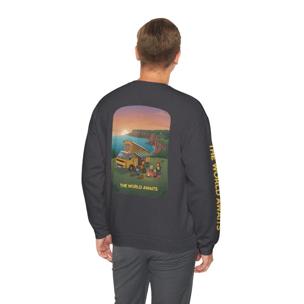 6498636005112516314_2048.jpeg Unisex Heavy Blend™ Crewneck Sweatshirt — "The World Awaits" Design Sitcom-Line
