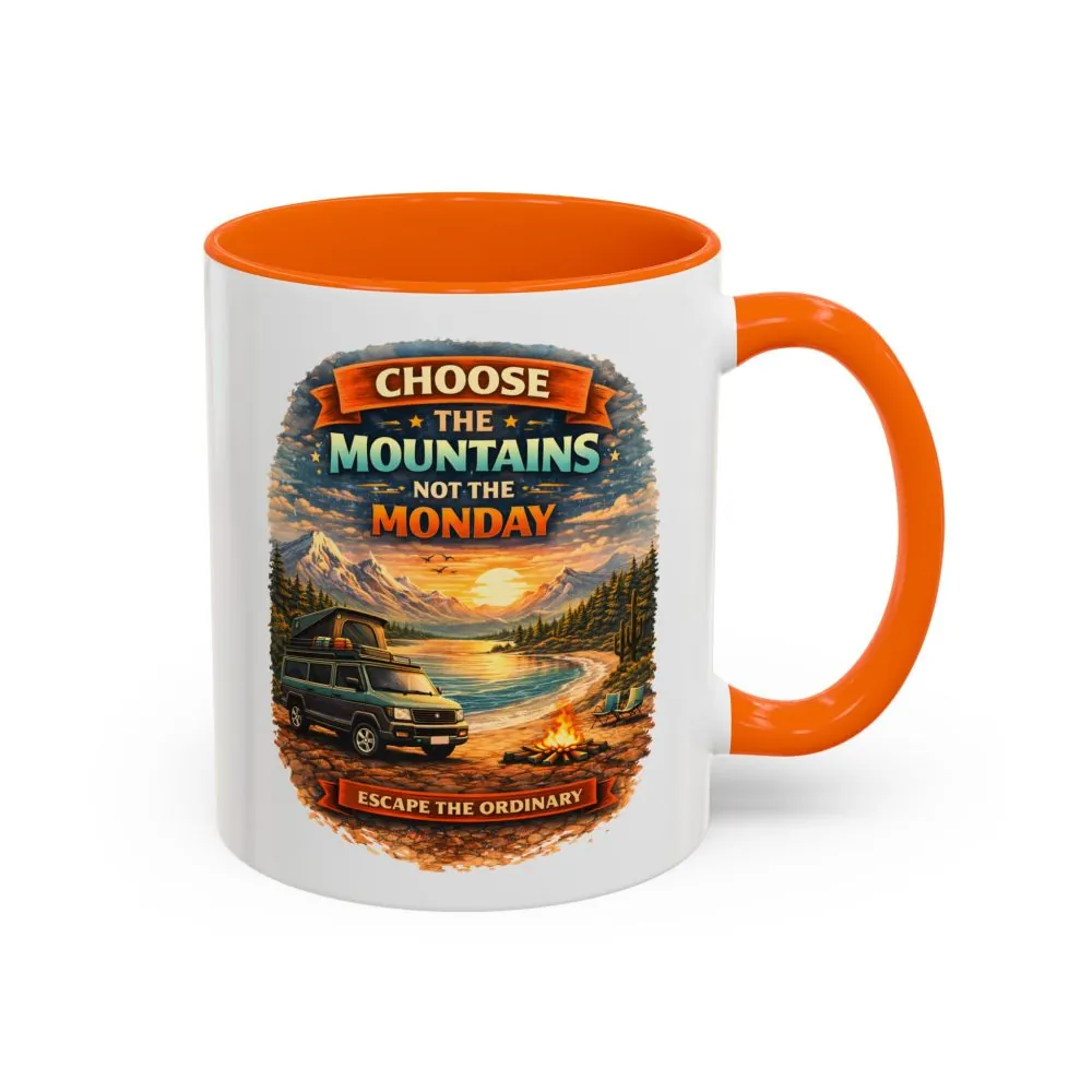 Accent Coffee Mug (11, 15oz) — "Choose The Mountens" Design Scenic-Line