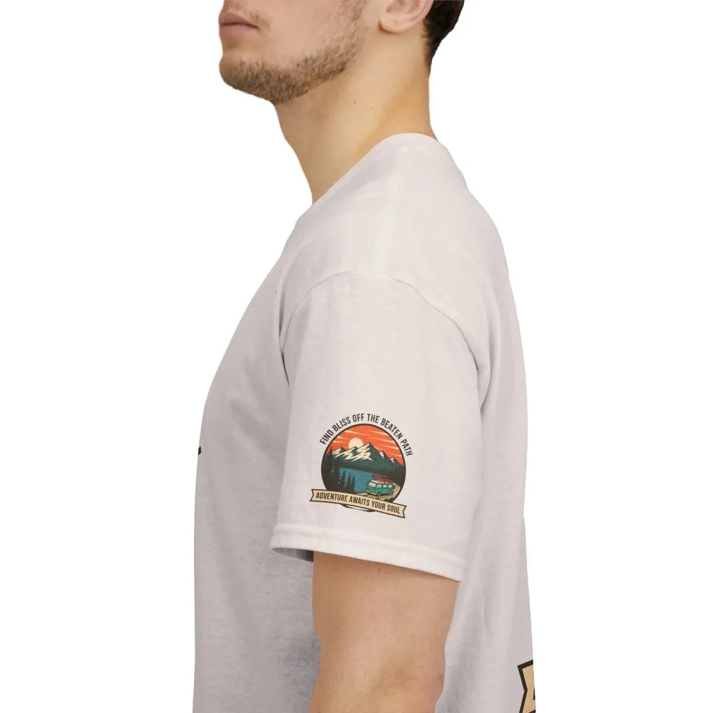 Unisex Heavy Cotton Tee — "Find Bliss Off the Beaten Path" Mountain & Camper T‑Shirt