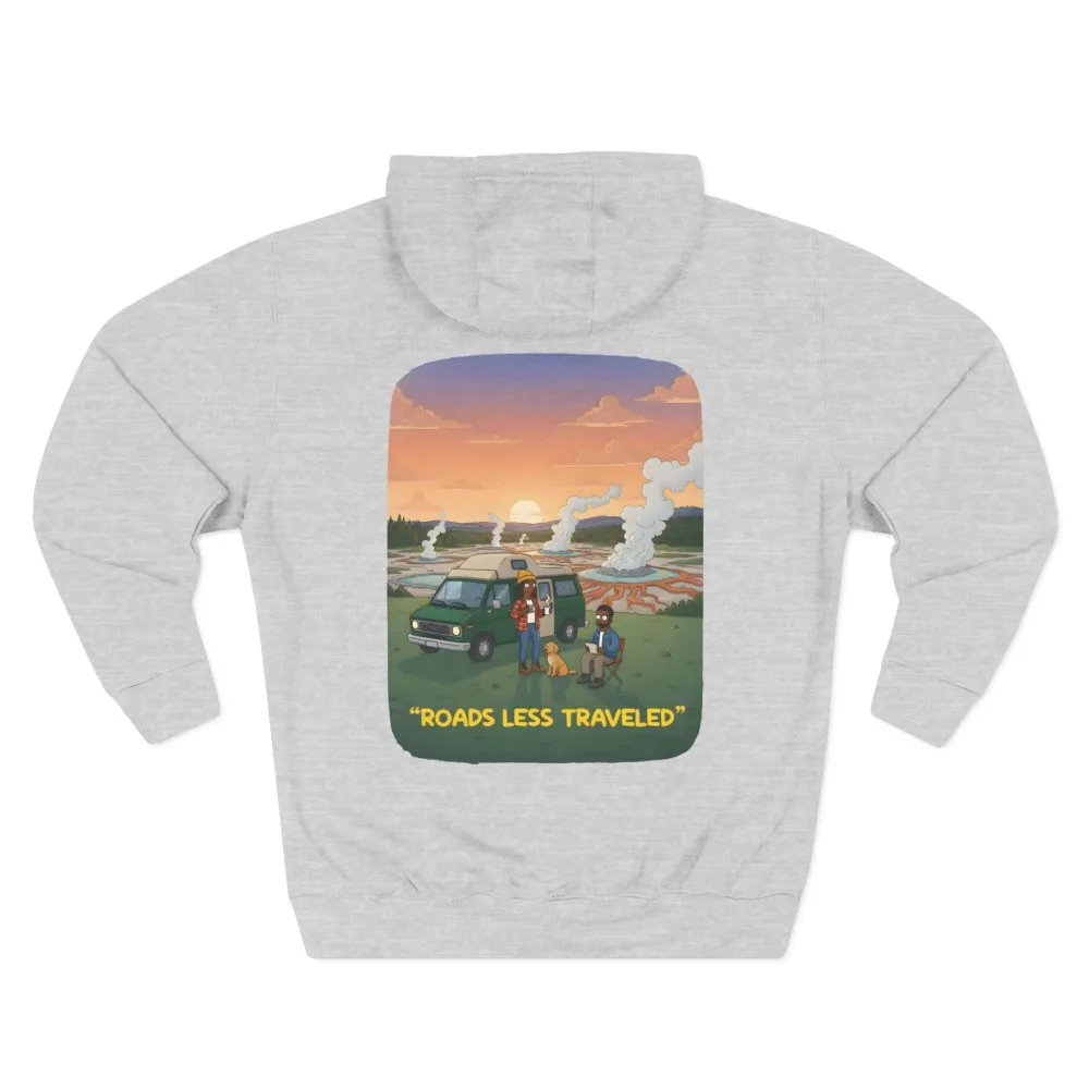 6530100940543156146_2048.jpeg Three-Panel Fleece Hoodie - "Roads Less Traveled" Design Sitcom-Line
