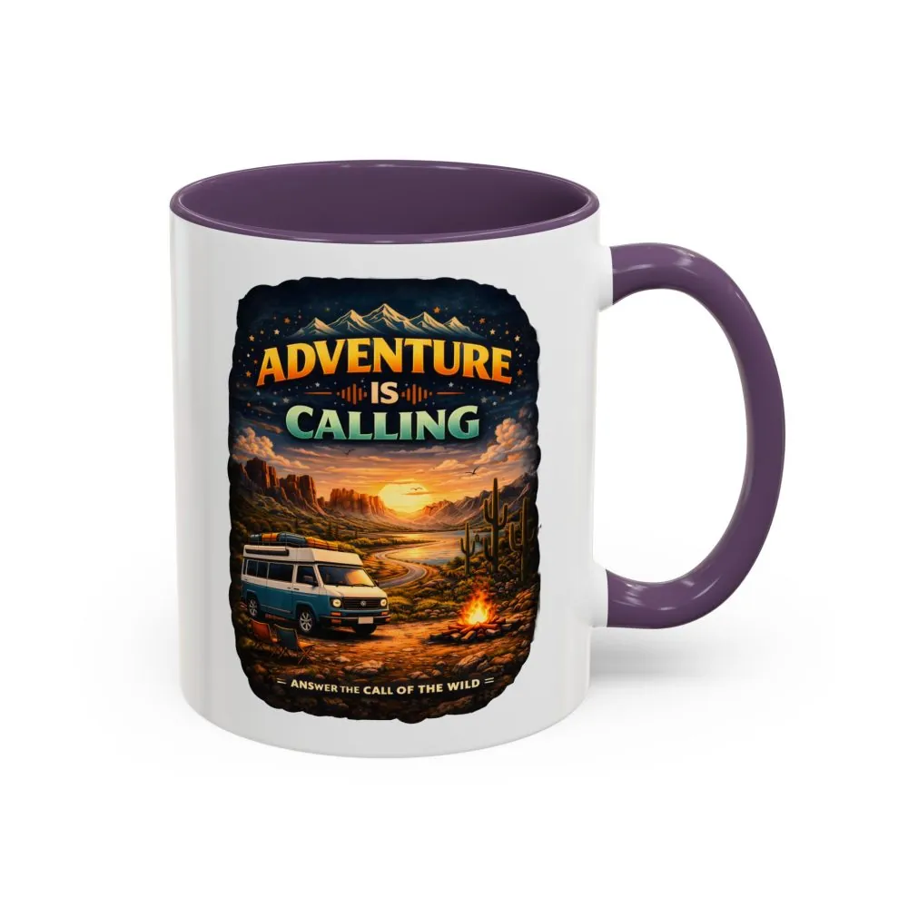 Accent Coffee Mug (11, 15oz) — "Adventure Is Calling" Design Scenic-Line