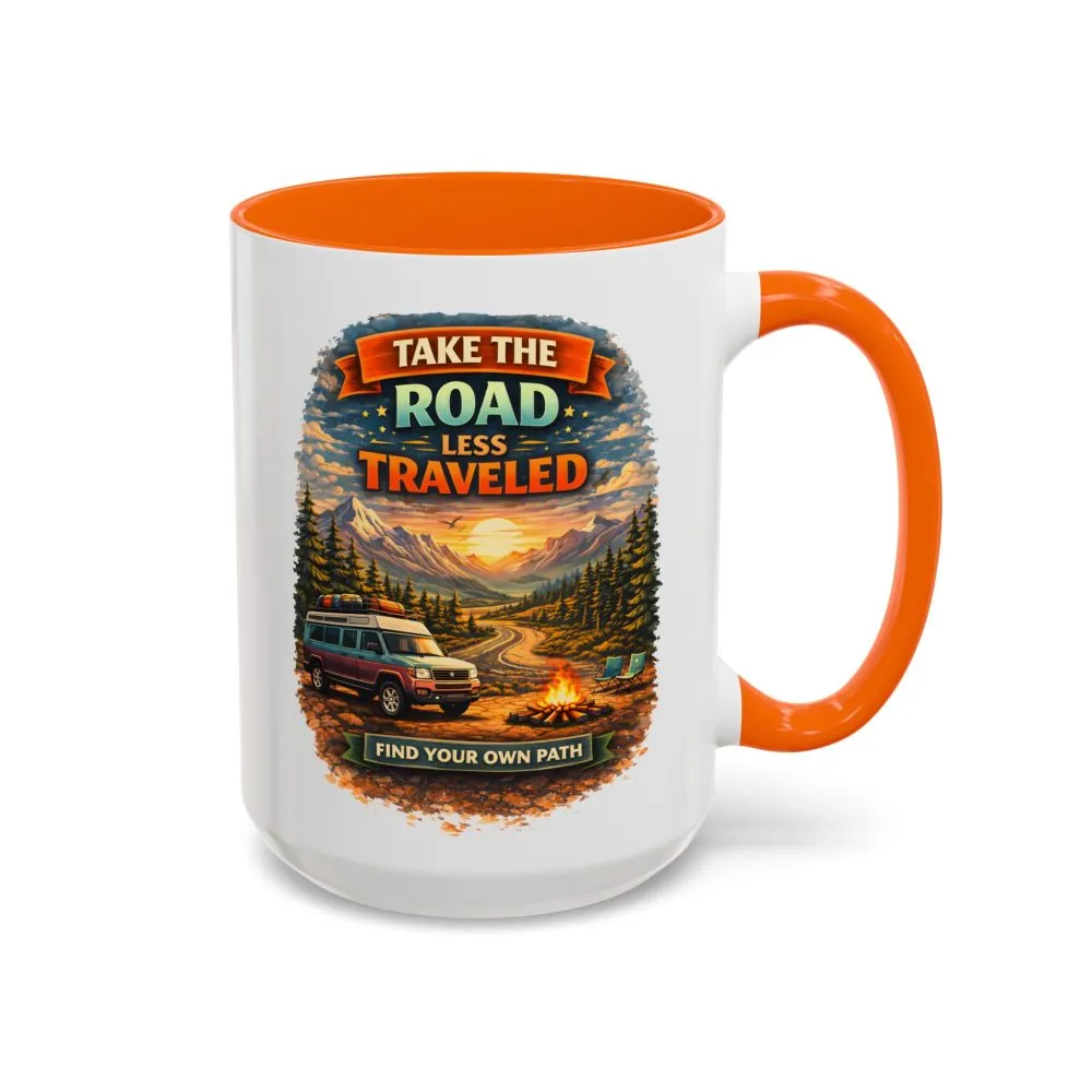 6543489801759173203_2048.jpeg Accent Coffee Mug (11, 15oz) — "Take The Road Less Traveled" Design Scenic-Line