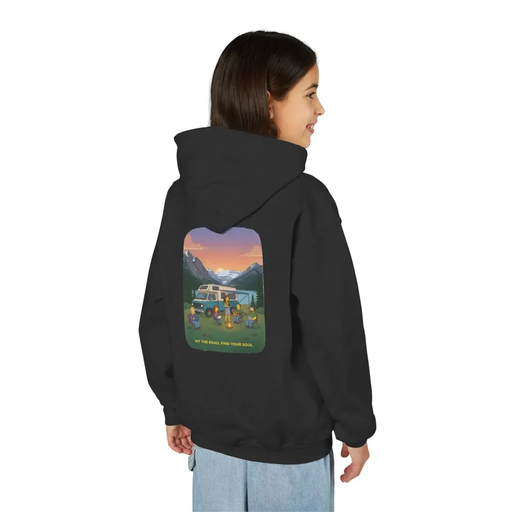 Youth Hoodie(Gildan) – "Hit The Road-Find Your Soul" (Design Sitcom-Line)