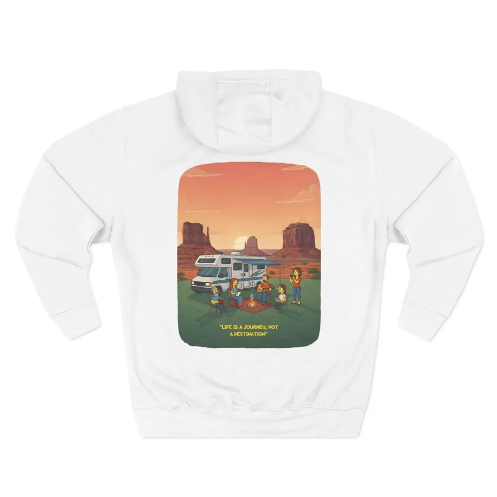 Three-Panel Fleece Hoodie - "Life Is A Journey-Not A Destination" Design Sitcom-Line