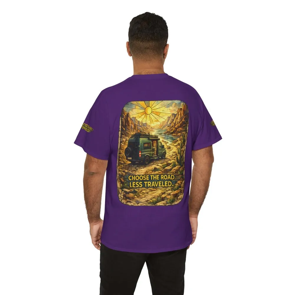 6556101870866562965_2048.jpeg Unisex Heavy Cotton Tee — "Choose The Road Less Traveled" Design Cubic-Line