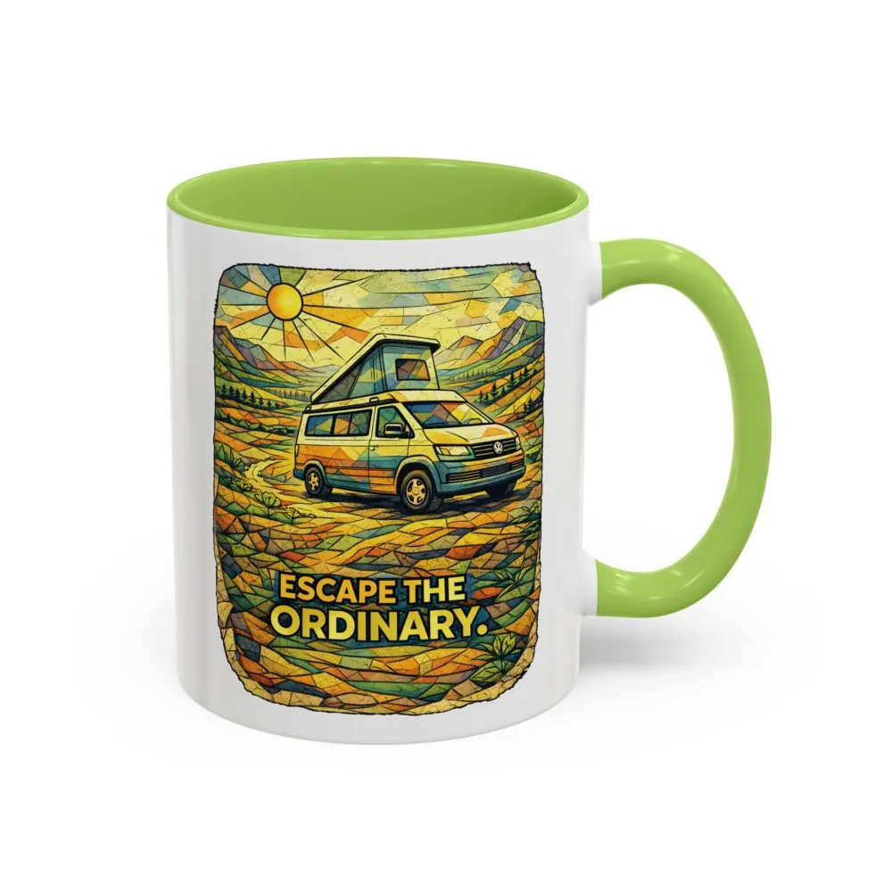 Accent Coffee Mug (11, 15oz) — "Escape The Ordinary" Design Cubic-Line