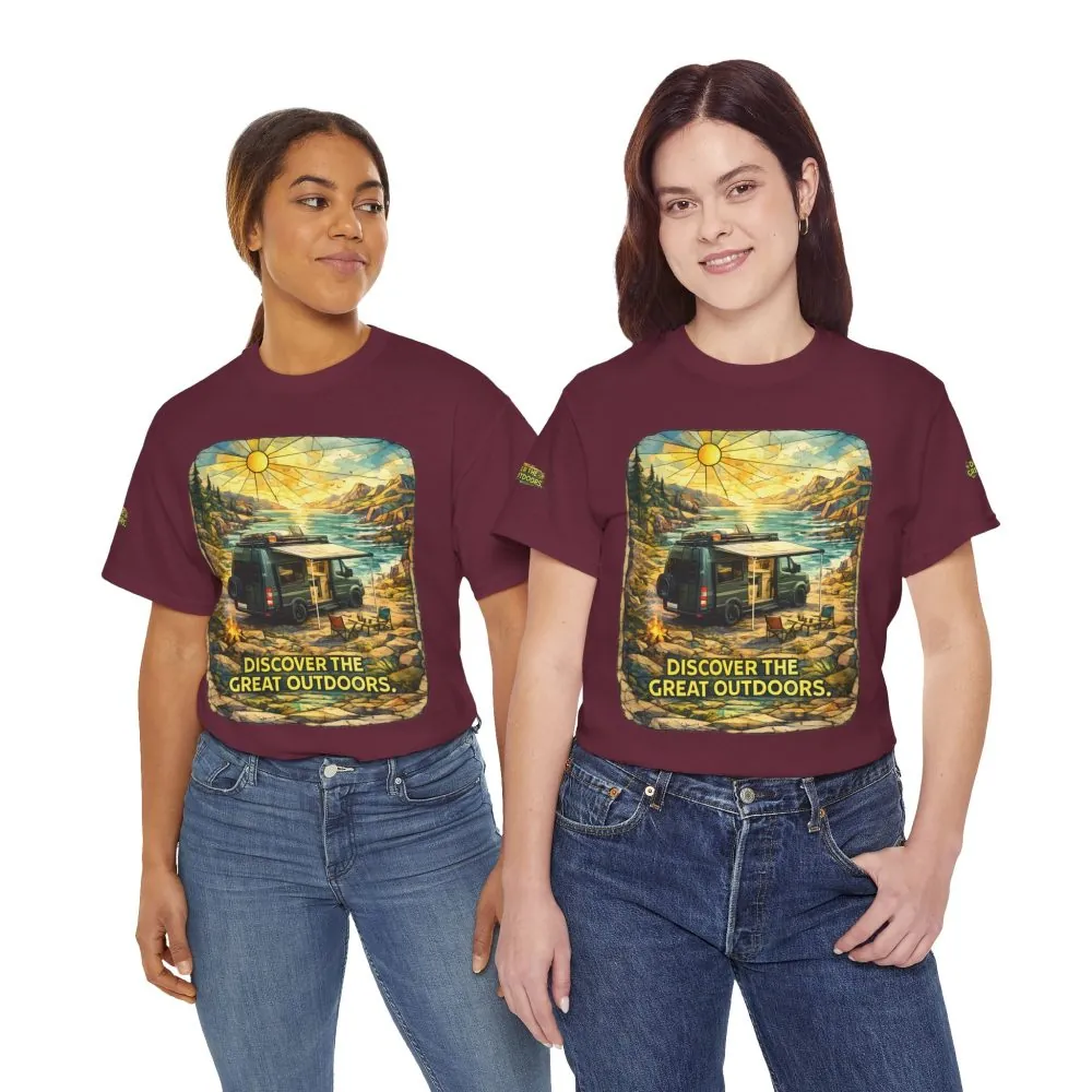 6568619449291121319_2048.jpeg Unisex Heavy Cotton Tee — "Discover The Great Outdoors" Design Cubic-Line