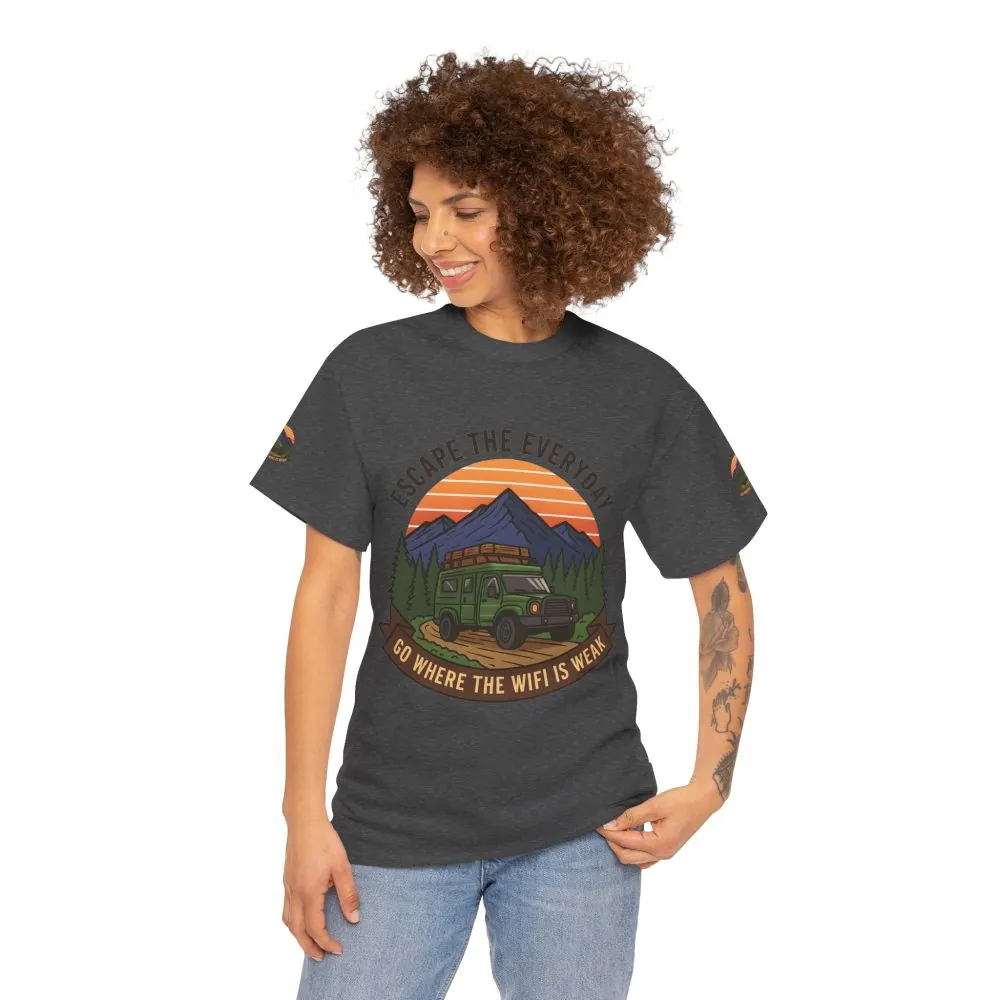6568949376309379169_2048.jpeg Unisex Heavy Cotton Tee — "Go Where the WiFi Is Weak" Adventure Shirt