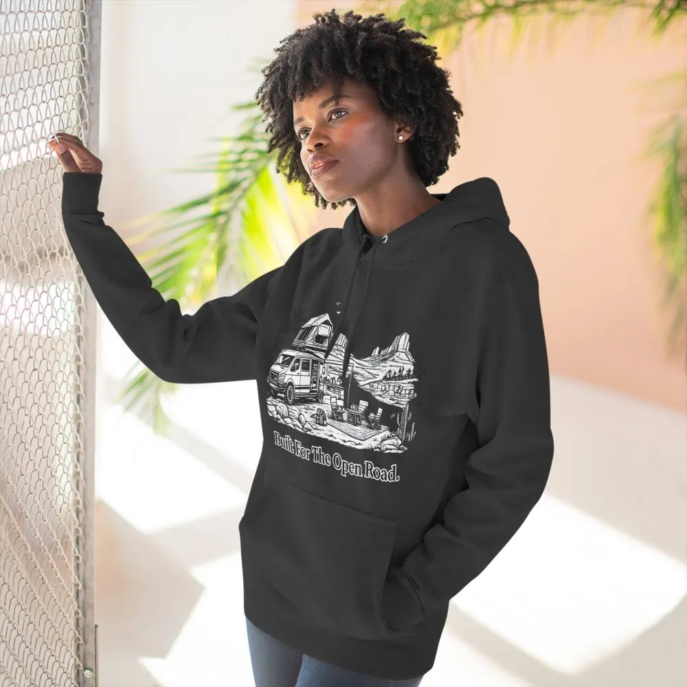6585808828122096870_2048.jpeg Three-Panel Fleece Hoodie - "Built For The Open Road" Design Minimal-Line