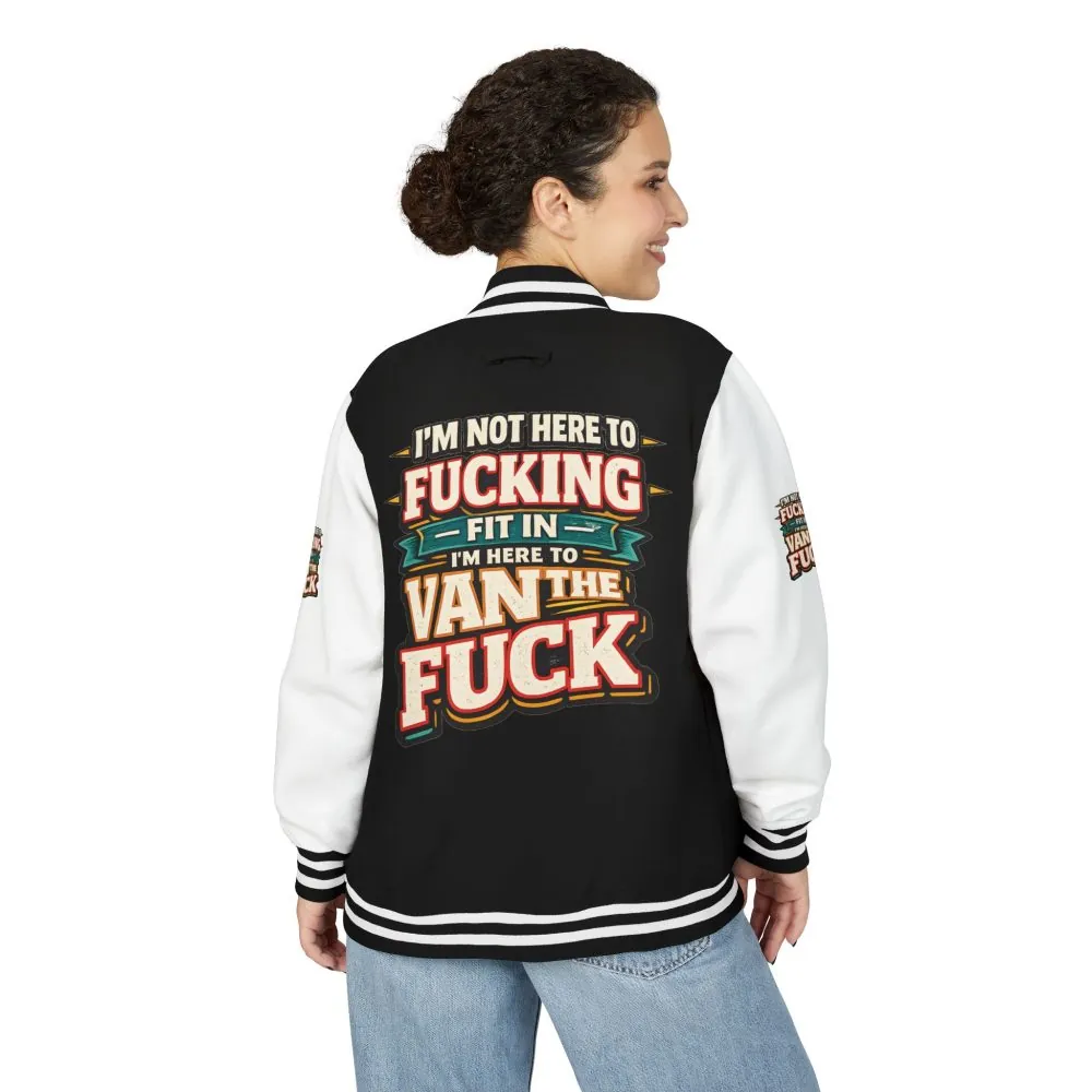 Unisex Heavyweight Letterman Jacket — "I´m Not Here To Fucking Fit In" Design F**K-Line