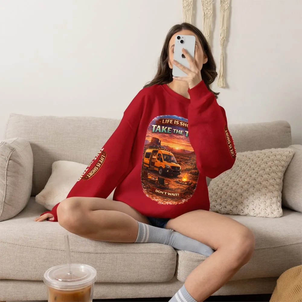 6625934773830500720_2048.jpeg Unisex Heavy Blend™ Crewneck Sweatshirt — "Live Is Short Take The Trip" Design Scenic-Line