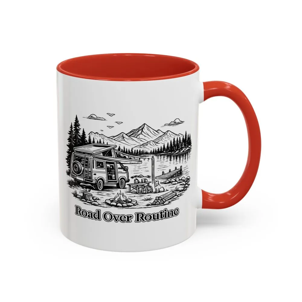 6632038092204965651_2048.jpeg Accent Coffee Mug (11, 15oz) — "Road Over Routine" Design Minimal-Line