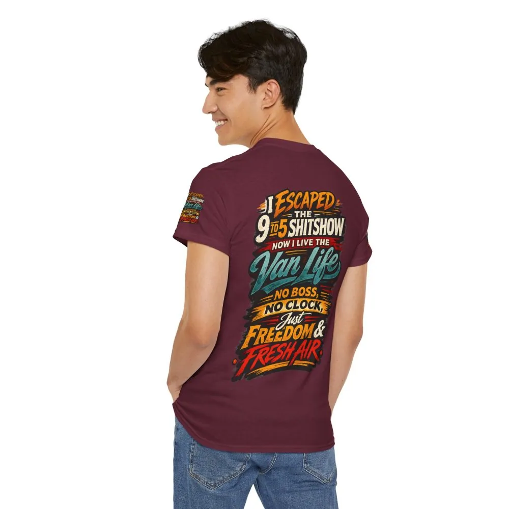 Unisex Heavy Cotton Tee — "I Escaped The 9 To 5" Design F**K-Line