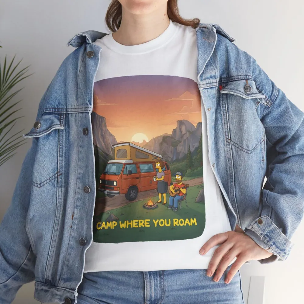 Unisex Heavy Cotton Tee — "Camp Where You Roam" Design Sitcom-Line