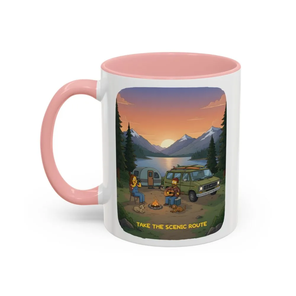 Accent Coffee Mug (11, 15oz) — "Take The Scenic Route" Design Sitcom-Line