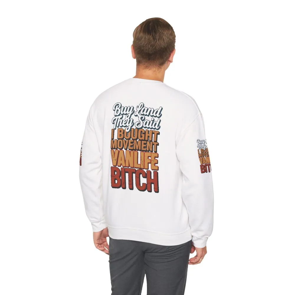 6647847980121952149_2048.jpeg Unisex Heavy Blend™ Crewneck Sweatshirt — "Buy Land They Said" Design F**K-Line