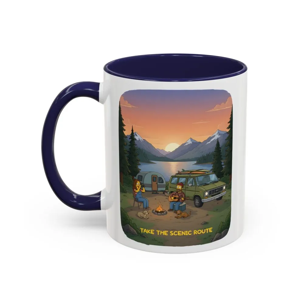 Accent Coffee Mug (11, 15oz) — "Take The Scenic Route" Design Sitcom-Line