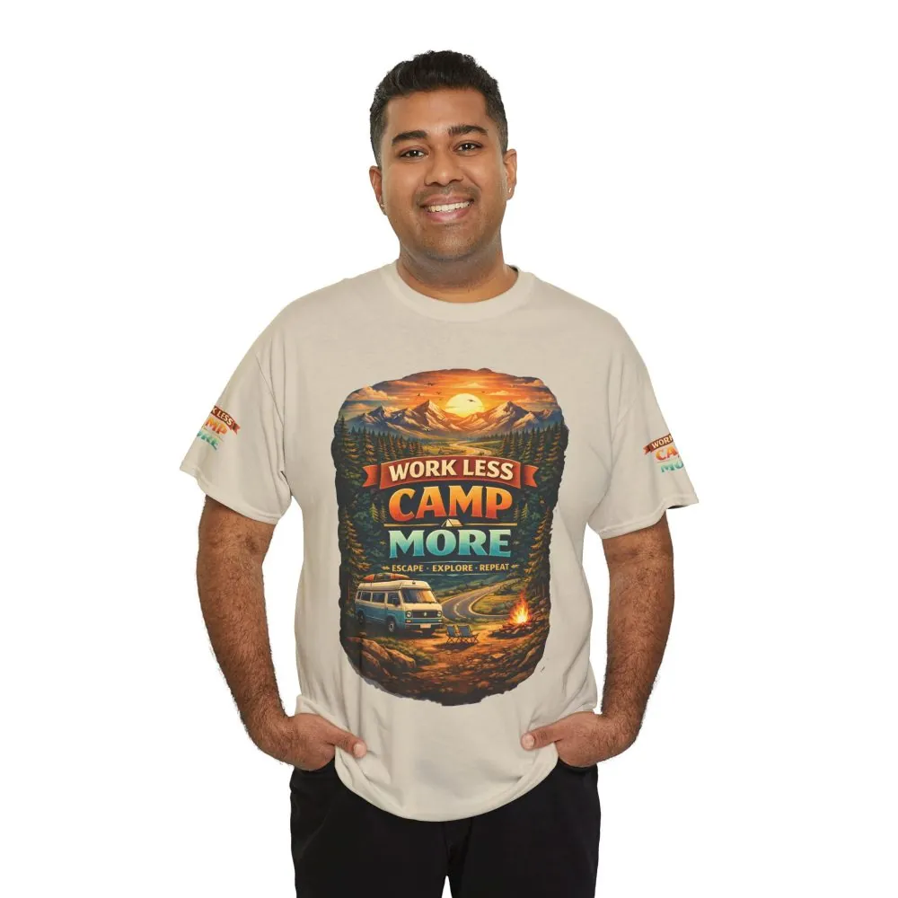 6655207871871765092_2048.jpeg Unisex Heavy Cotton Tee — "Work Less-Camp More" Design Scenic-Line