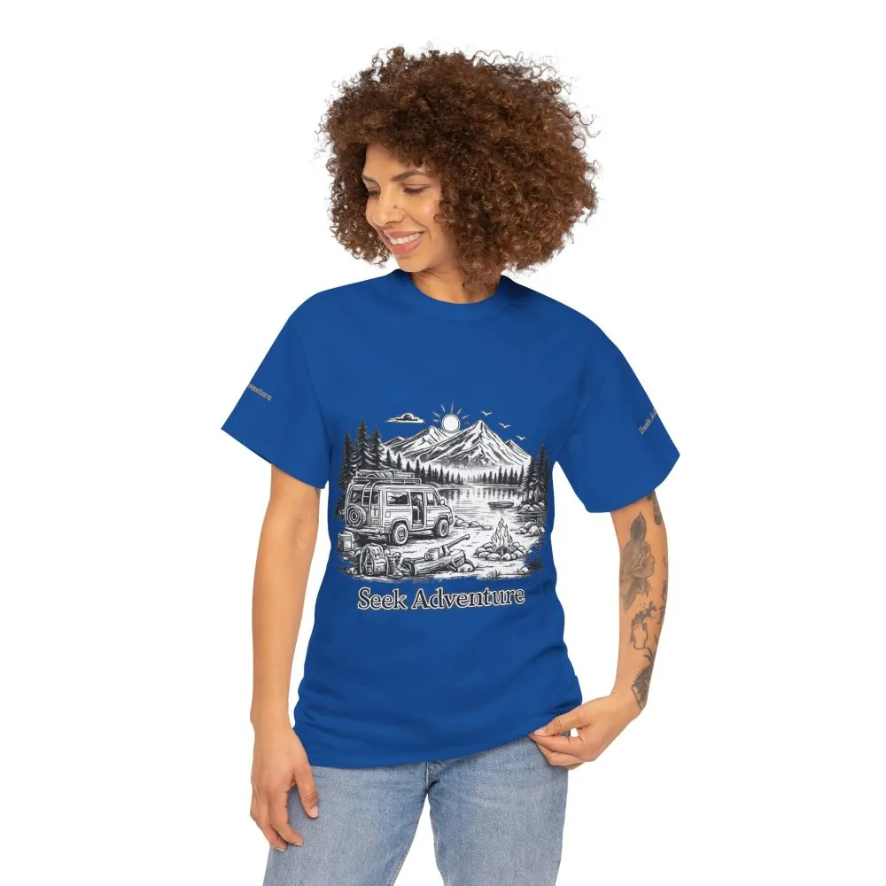 6657698973425958292_2048.jpeg Unisex Heavy Cotton Tee — "Seek Adventure" Design Minimal-Line