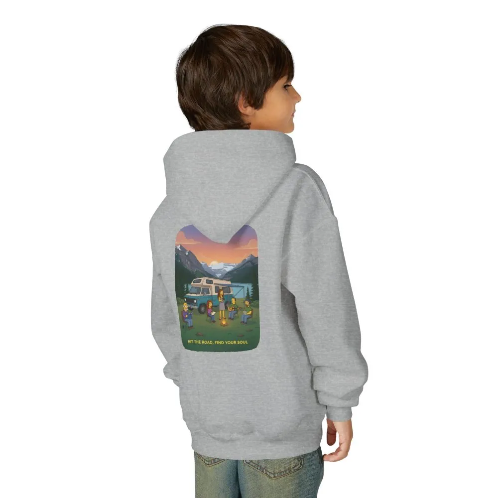 Youth Hoodie(Gildan) – "Hit The Road-Find Your Soul" (Design Sitcom-Line)