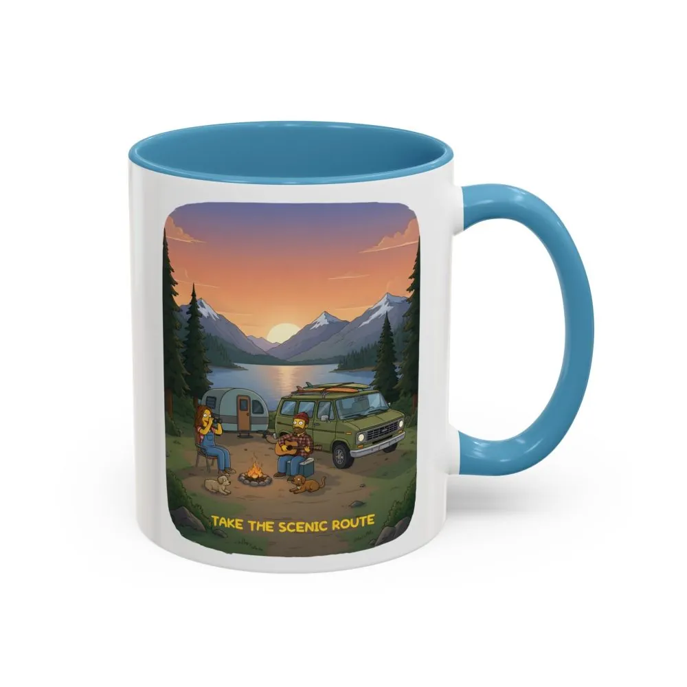 Accent Coffee Mug (11, 15oz) — "Take The Scenic Route" Design Sitcom-Line