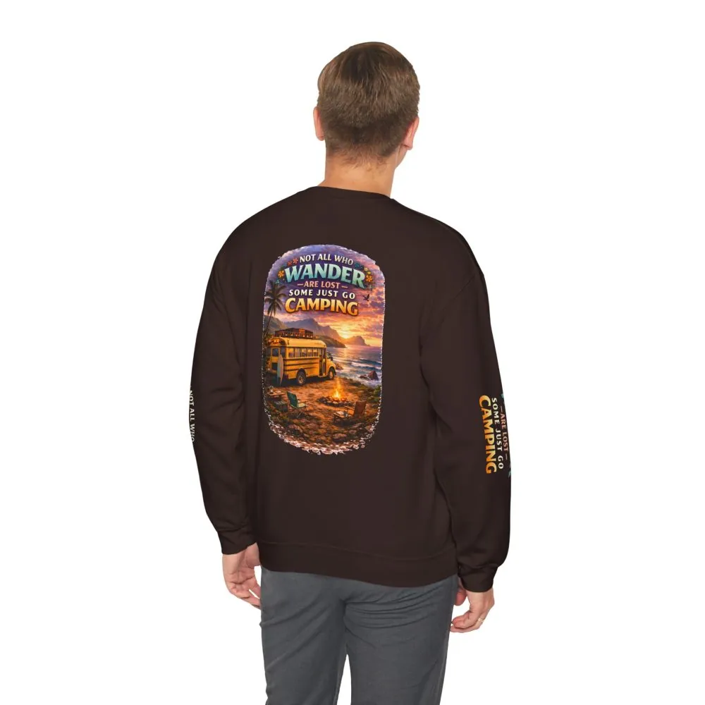 Unisex Heavy Blend™ Crewneck Sweatshirt — "Not All Who Wander Are Lost" Design Scenic-Line