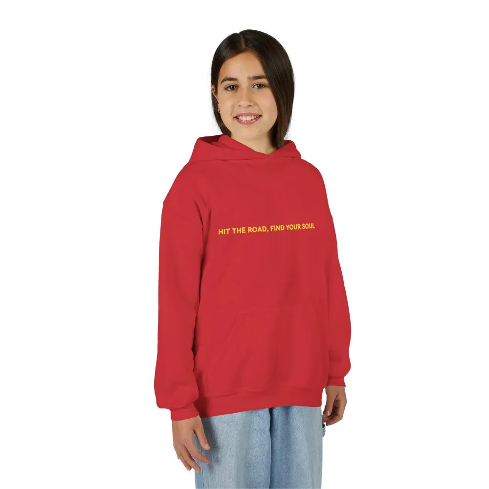 Youth Hoodie(Gildan) – "Hit The Road-Find Your Soul" (Design Sitcom-Line)