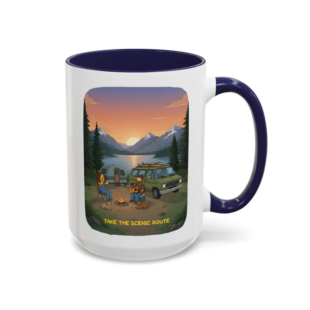 Accent Coffee Mug (11, 15oz) — "Take The Scenic Route" Design Sitcom-Line