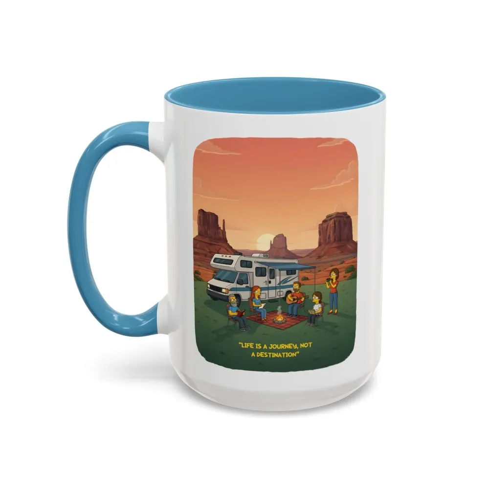 Accent Coffee Mug (11, 15oz) — "Life Is A Journey-Not A Destination" Design Sitcom-Line