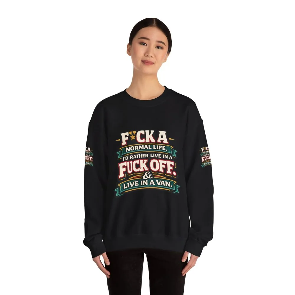 6695834276323694257_2048.jpeg Unisex Heavy Blend™ Crewneck Sweatshirt — "Fuck A Normal Life" Design F**K-Line